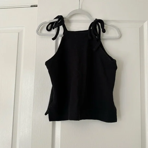 Madewell Black Tie Strap Tank Top, Size Large - Picture 1 of 5